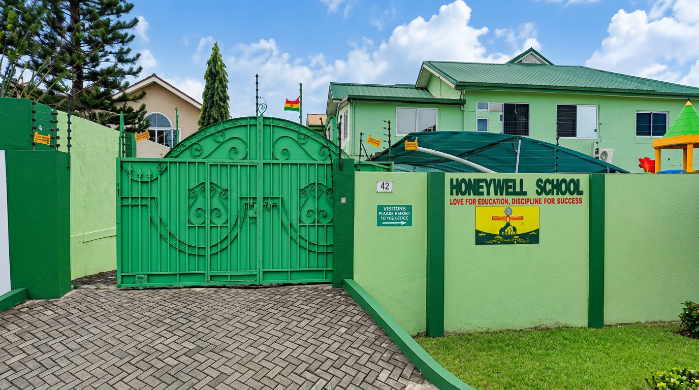 The entrance and exterior of Honeywell School
