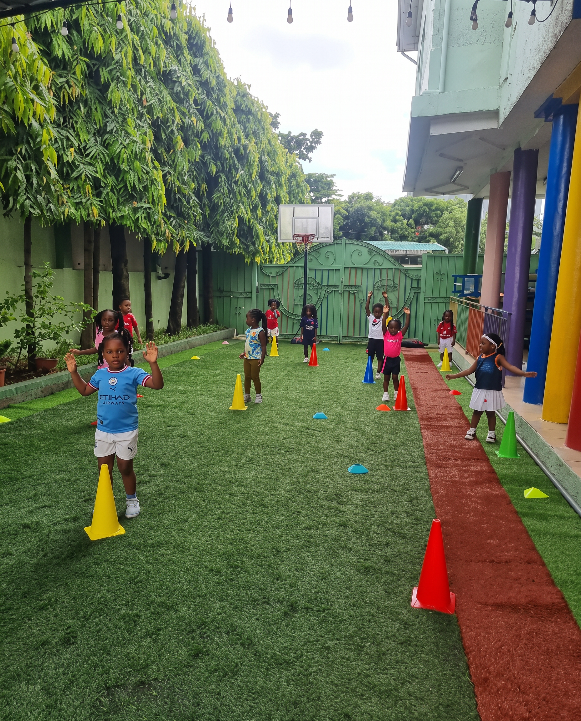 Honeywell School children enjoying an outdoor activity course